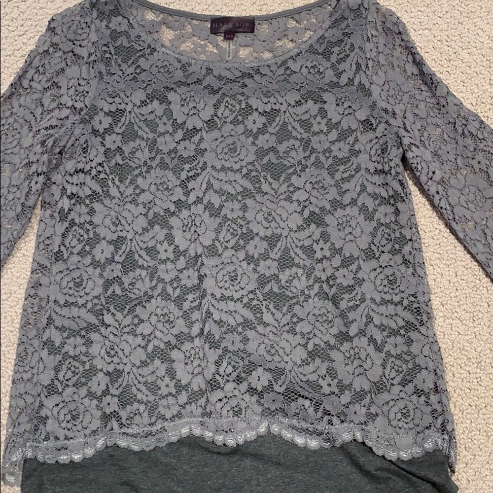 Gray Hale Bob long sleeve lace shirt